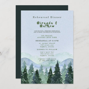 Winter Mountain Tree Scenery Rehearsal Dinner Invitation