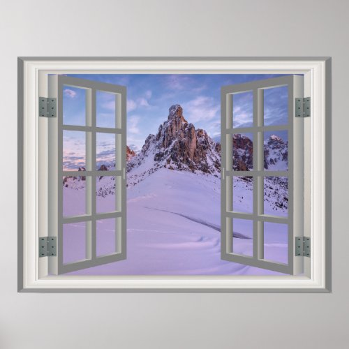 Winter Mountain USA Cool Fab Window Poster