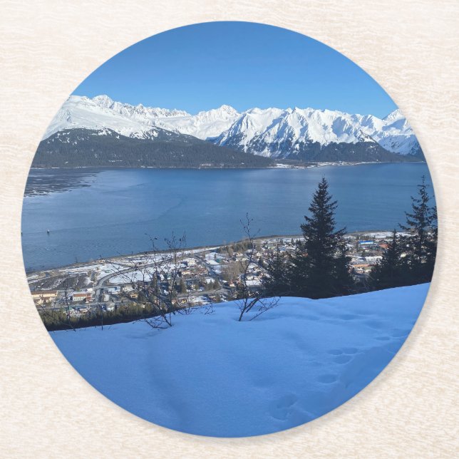 Winter Mountain View Coasters (Front)