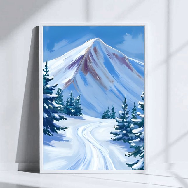 Winter Mountain Watercolor Snow Nature Landscape Poster (Creator Uploaded)