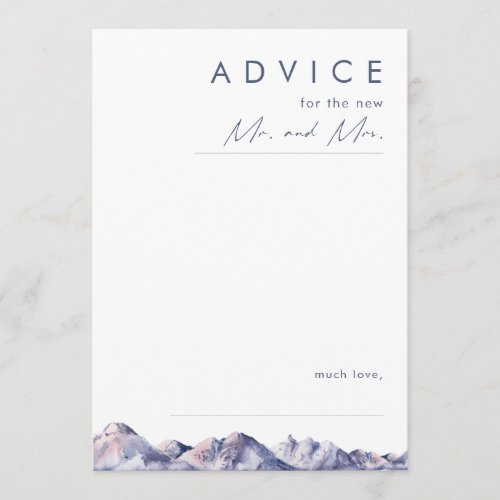 Winter Mountain Wedding Advice Card