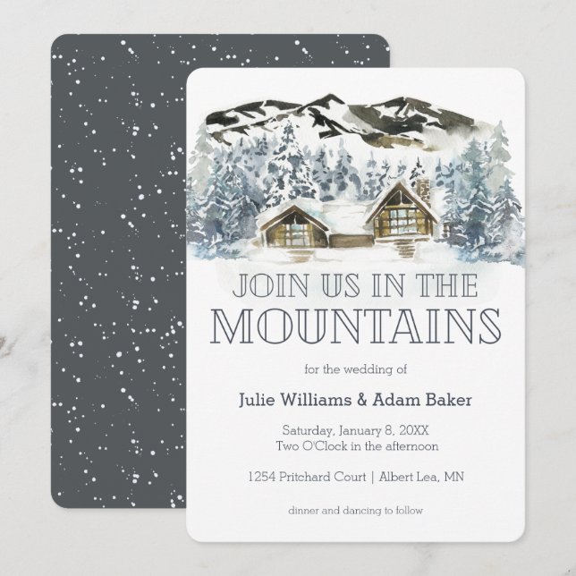Winter Mountain Wedding/Party Invitation (Front/Back)