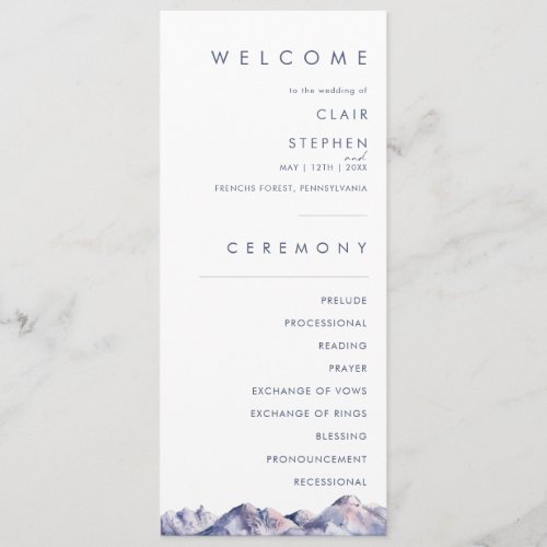 Winter Mountain Wedding Program