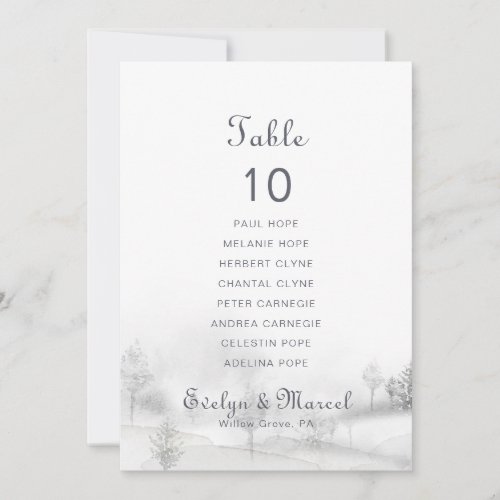 Winter Mountain Wedding Table 10 Seating Chart  Invitation