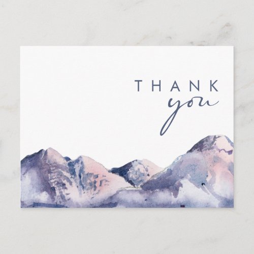 Winter Mountain Wedding Thank You Postcard