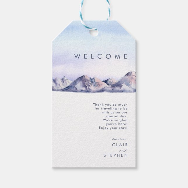 Winter Mountain Wedding Welcome Gift Tags (Front)