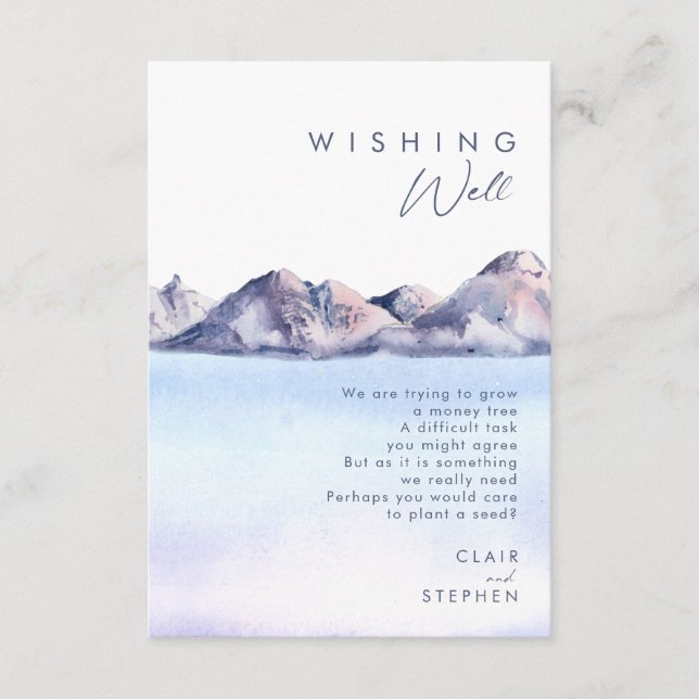 Winter Mountain Wedding Wishing Well Enclosure Card (Front)