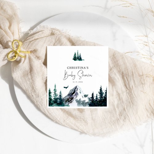 Winter Mountains Baby Shower Napkins