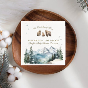 Winter Mountains Bear Adventure Baby Shower Napkins