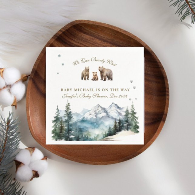 Winter Mountains Bear Adventure  Baby Shower Napkins (Creator Uploaded)