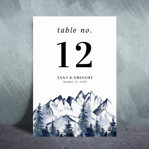 Winter Mountains Forest Landscape Nature Wedding Table Number