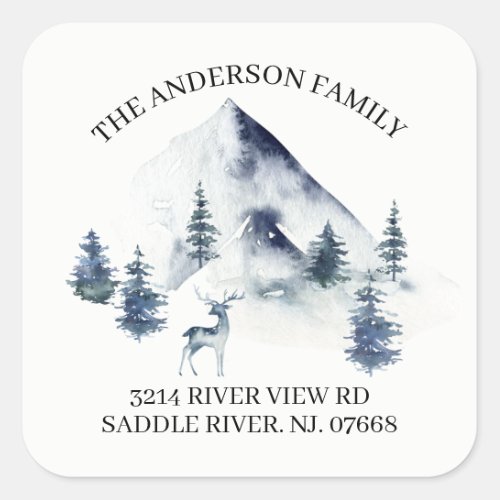 Winter Mountains  New Home Address Label Sticker