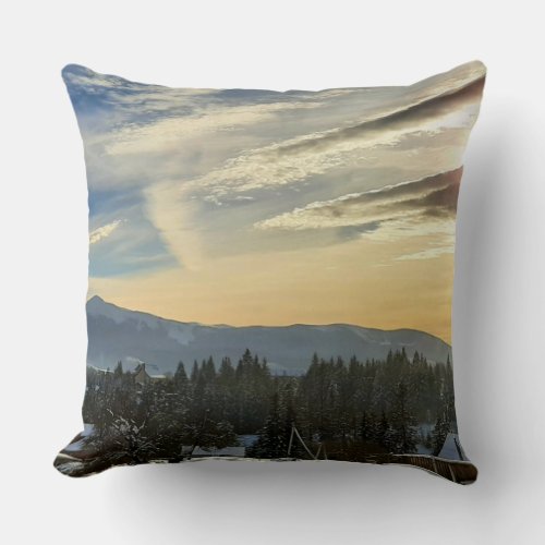 winter mountains of the Carpathians  Throw Pillow