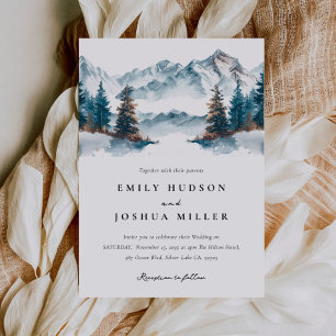 Winter Mountains Pine Tree Wedding Invitation