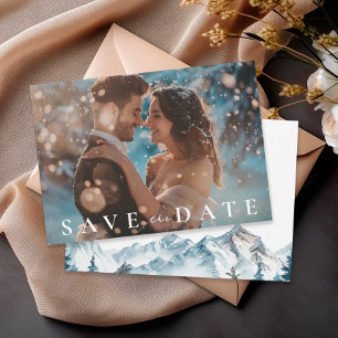 Winter Mountains Pine Tree Wedding Save The Date