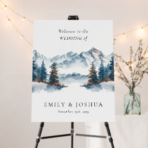 Winter Mountains Pine Tree Welcome Sign