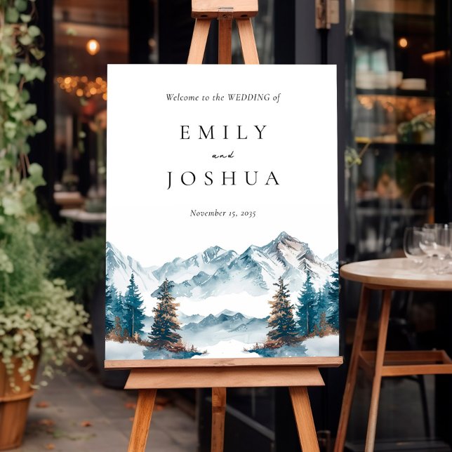 Winter Mountains Pine Tree Welcome Sign (Creator Uploaded)