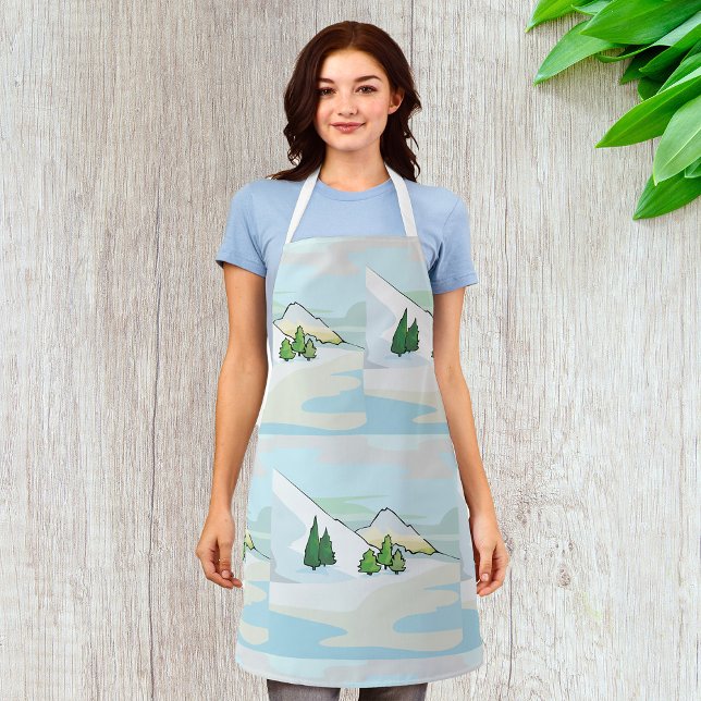 Winter Mountains Snowy Landscape Apron (Creator Uploaded)
