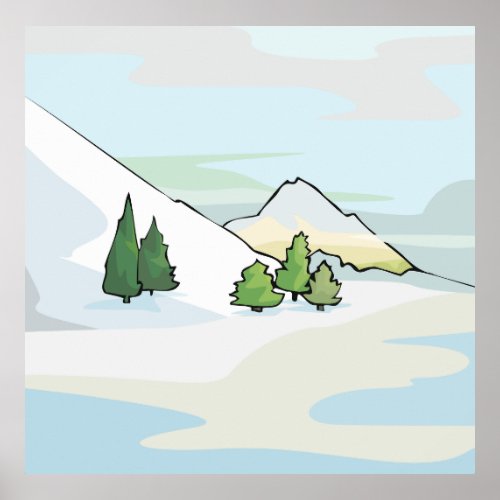 Winter Mountains Snowy Landscape Poster