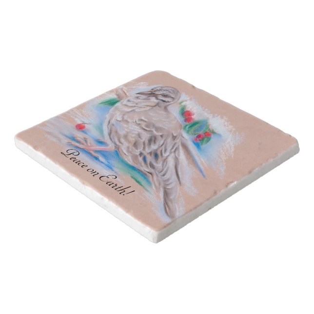 Winter Mourning Dove Trivet (Corner)