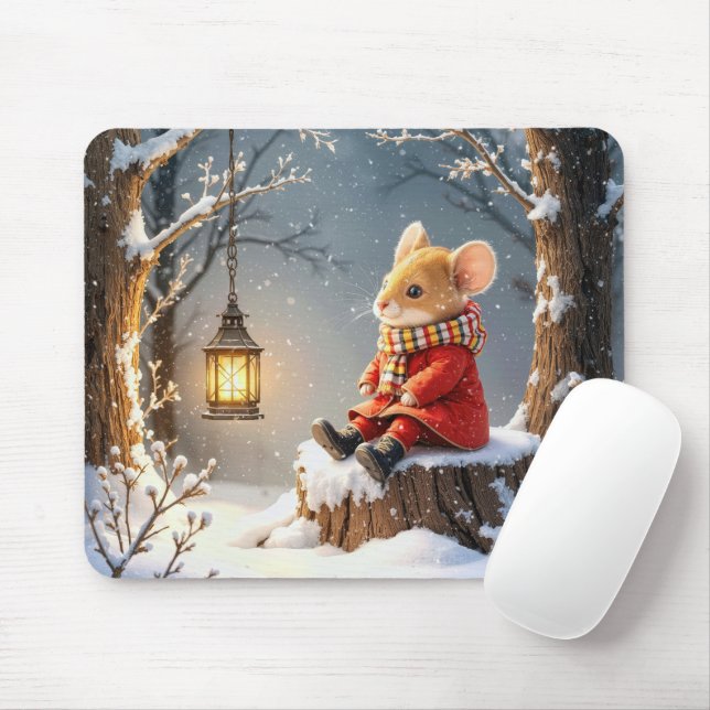 Winter Mouse and Lantern In Snowflakes Pad (With Mouse)