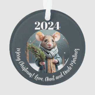 Winter Mouse Christmas Ornament - Custom Text