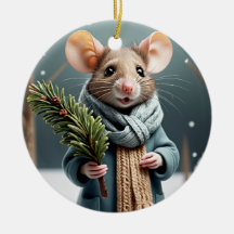 Winter Mouse Couple Christmas Tree Ornament