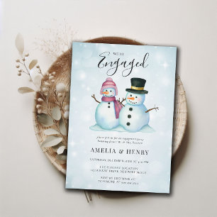 Winter Mr Mrs Snowman Funny Cute Engagement Party Invitation