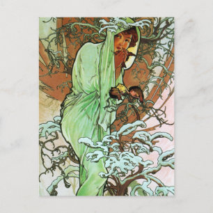 Winter, Mucha Postcard