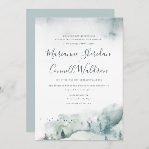 Winter Mystre II Formal Script Wedding Invitation