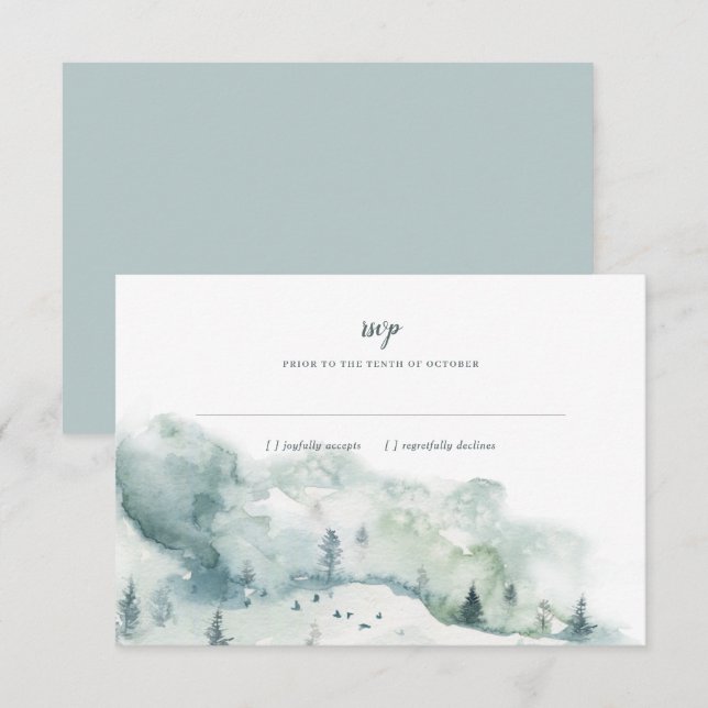 Winter Mystère Wedding RSVP Response Invitation (Front/Back)