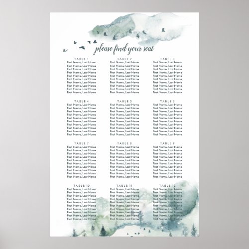 Winter Mystre Wedding Seating Chart