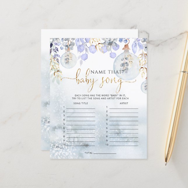 Winter Name that song baby shower game (Front/Back In Situ)