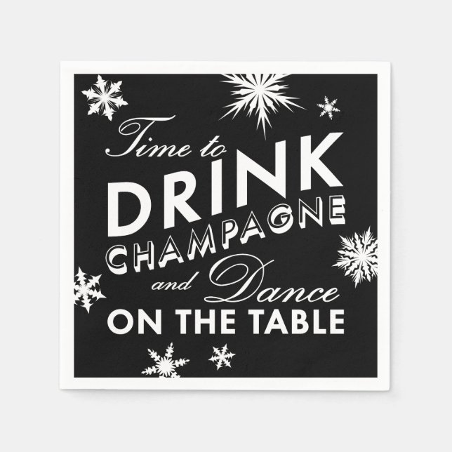 Winter Napkin Time to Drink Champagne (Front)