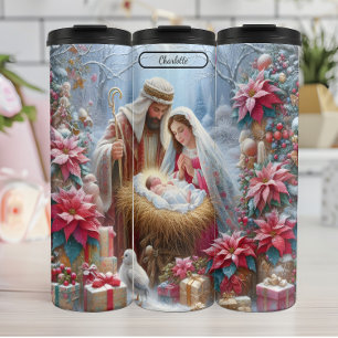 Winter Nativity, Holy Family's Glow Thermal Tumbler