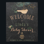 Winter nature chalkboard watercolor baby shower poster<br><div class="desc">Rustic elegant winter nature baby shower stylish welcome sign poster template on dark grey chalkboard featuring a pine tree bough with a wooden bird, a dried branches Christmas tree with star and watercolor splashes, winter flowers and little hearts. You can choose to customize it further changing fonts and colors of...</div>