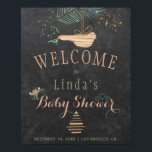 Winter nature chalkboard watercolor baby shower poster<br><div class="desc">Rustic elegant winter nature baby shower stylish welcome sign poster template on dark grey chalkboard featuring a pine tree bough with a wooden bird, a dried branches Christmas tree with star and watercolor splashes, winter flowers and little hearts. You can choose to customize it further changing fonts and colors of...</div>