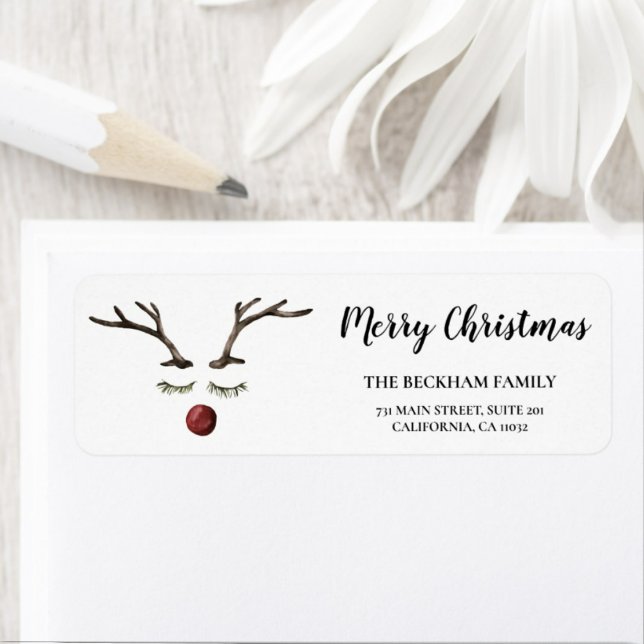 Winter Nature | Cute Reindeer Return Address Label (Creator Uploaded)