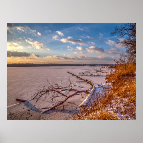 Winter nature frozen pond beautiful picture poster