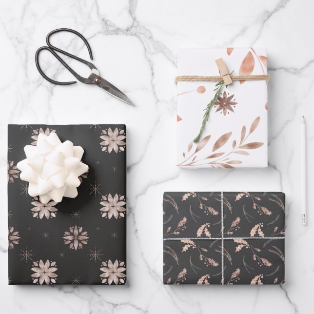 Winter Nature Modern Nordic Christmas Wrapping Paper Sheets (Front)