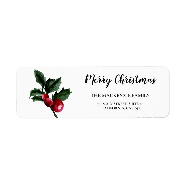 Winter Nature | Red Berry Return Address Label (Front)