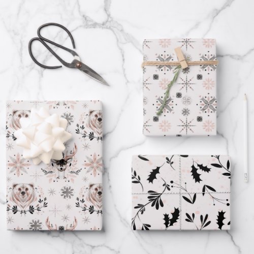 Winter Nature Wildlife Nordic Christmas Wrapping Paper Sheets