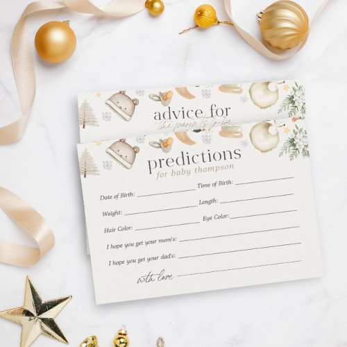 Winter Neutral Predictions Advice Baby Shower Enclosure Card