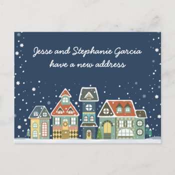 Winter New Home Address We've Moved Announcement Postcard by HollyShop at Zazzle