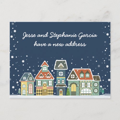 Winter New Home Address Weve Moved Announcement Postcard