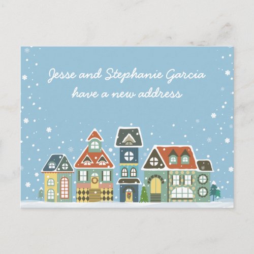 Winter New Home Address Weve Moved Announcement Postcard