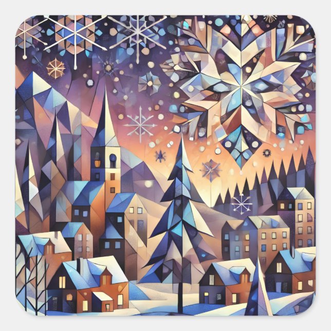 Winter Night Art Stickers (Front)