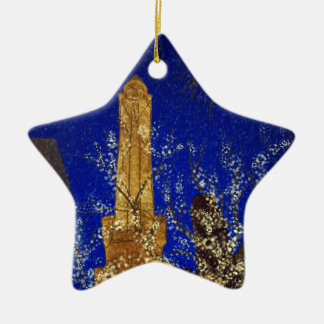 Winter Night at the Water Tower Ceramic Ornament
