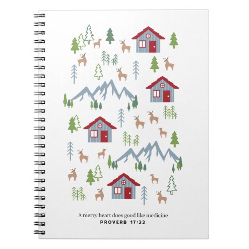 Winter Night Deer Forest Cabin Pattern II Notebook