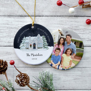 Winter Night First Christmas in Our New Home Ceramic Ornament